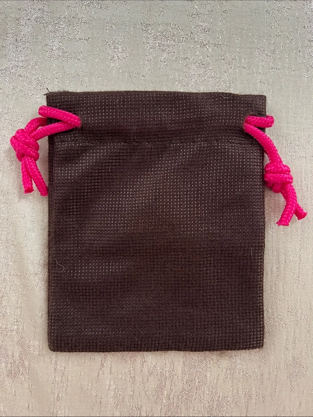 kate spade Brown Jewelry Pouch with Hot Pink Drawstrings
